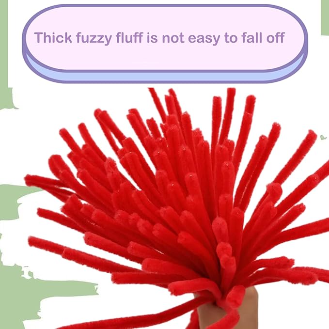 Cldamecy 100 pcs Red Pipe Cleaners with 20 pcs Googly Eyes,Chenille Stems for Craft Project,Craft Pipe Cleaners for DIY Projects,Arts and Holiday Decoration