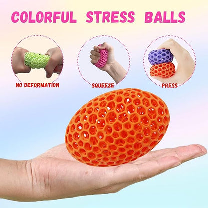 2 Packs 3D Printed Fidget Toys Stress Ball for Kids Adults Grip Strength Trainer,Squishy Hand Therapy Ball for Anxiety Relief,3D Textured Classroom Gifts Kids Focus Decompression Ball for Office