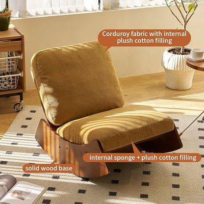 MFFM Comfortable Glider Rocking Chair, Upholstery Glider Chair, Solid Wood Frame, Perfect for Multiple Settings Accent Reading Chair for Bedroom,Living Room,Nursery (Orange)