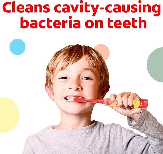 Colgate Kids Battery Powered Toothbrush, Kids Battery Toothbrush with Included AA Battery, Extra Soft Bristles, Flat-Laying Handle to Prevent Rolling, Pokemon Toothbrush, 1 Pack (Style May Vary)