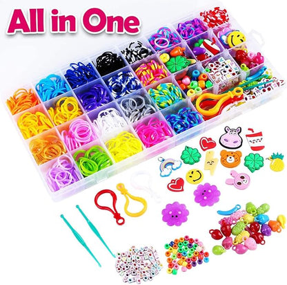 FUNZBO Rubber Band Bracelet kit - 2200pcs+ Loom Bracelet Kit, Loom Bands for Bracelets Making Kit, Rubberband Bracelets Kit for Toddlers Girls Christmas Birthday Gift