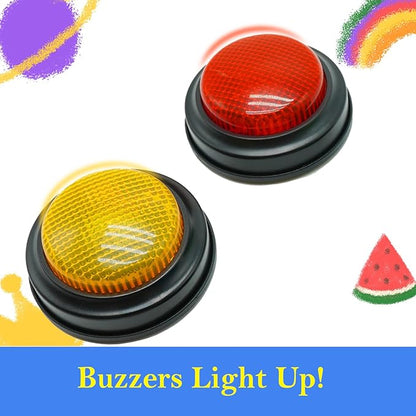 2-Pack Buzzers for Trivia Games, Answer Buzzers for Classroom, Family Feud Jeopardy Buzzer, Game Buzzers with Lights and Sound for Classroom, Game Show Buzzer Buttons