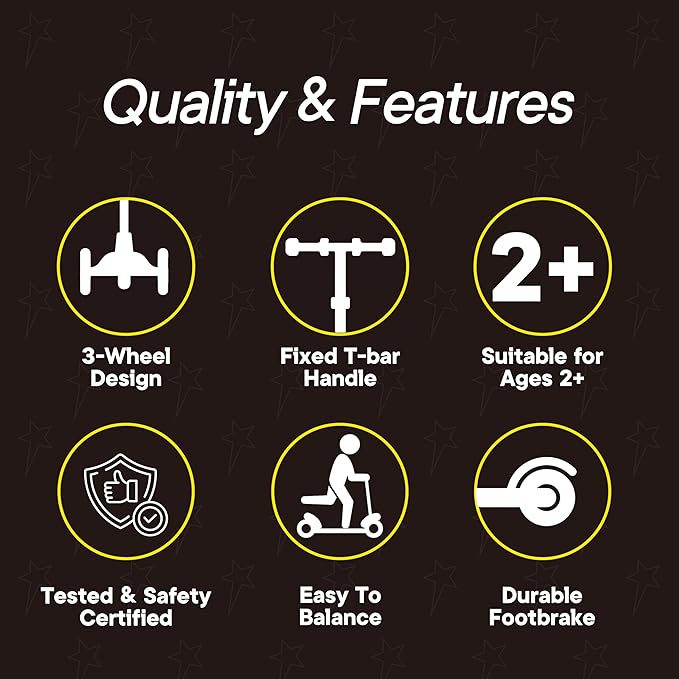 3 Wheel Scooter for Kids, Smooth Light Up LED Front Wheels, Wide Anti Slip Deck, Rear Foot Brake, Easy Lean to Steer Maneuvering, Indoor & Outdoor Ride On Toys for Ages 2 Up,