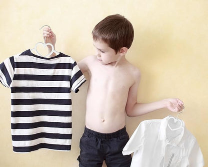 Grey Heart Velvet Baby Hangers - 50pack 13inch Toddler Hangers with 20pcs Clips, Premium Velvet Strong and Durable Baby Clothes Hangers Without Slipping, Ultra Slim and Stackable Space Saving