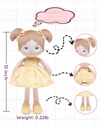 LeyaDoll Soft Baby Doll Toys (12''), My First Baby Rag Doll for 1 Year-Old Girl Birthday Gift, Christmas Plush Toys Gift for Toddler Kids Infants -Daisy Girl