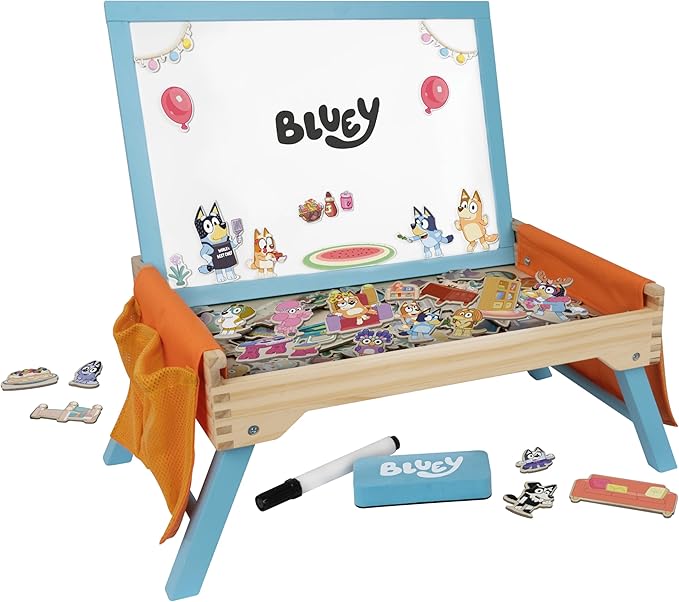 Bluey Creation Station – 100 Piece Wooden Creation Station Ideal for Coloring and Drawing – FSC Certified for Children 3 Years and Up