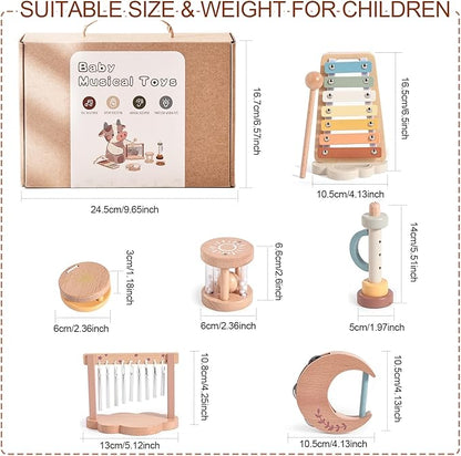 Baby Montessori Musical Instruments,Wooden Percussion Xylophone Musical Toys for Toddlers,Sensory Toys for 18+ Month Old,Kids Preschool Educational,Birthday Gift for Ages 2 3