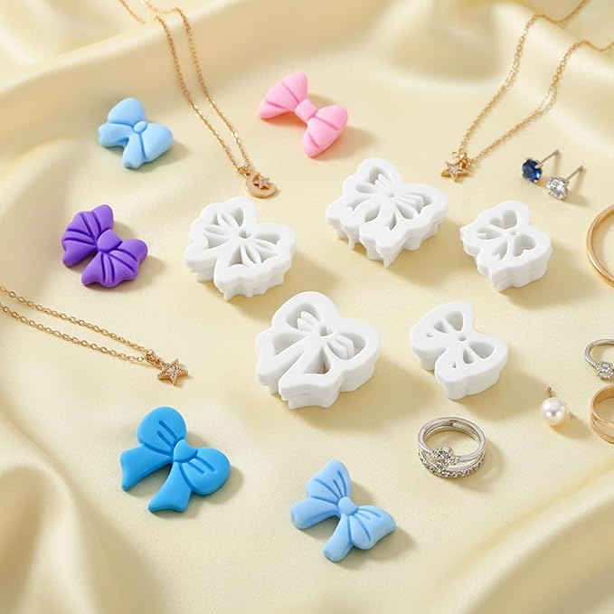 5 Pcs Clay Cutters Set, Bow Polymer Clay Cutter, Sweet Ribbon Polymer Clay Earring Tools Conquette Cute Clay Cutters for DIY Earrings Charms Crafts and Jewelry