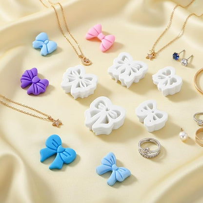 5 Pcs Clay Cutters Set, Bow Polymer Clay Cutter, Sweet Ribbon Polymer Clay Earring Tools Conquette Cute Clay Cutters for DIY Earrings Charms Crafts and Jewelry