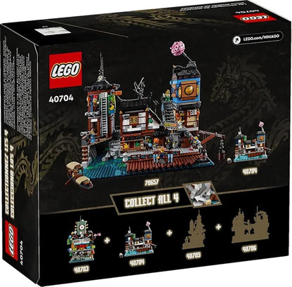 LEGO NINJAGO 40704 Micro Docks Building Set: Miniature Version of NINJAGO City Docks with Market, Tearoom, Arcade, and Apartments (275 pcs)