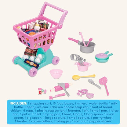 Battat- Play Circle- Shopping Cart & Grocery Set For Kids – Toy Food – Play Kitchen- Pretend Play- 3 years +