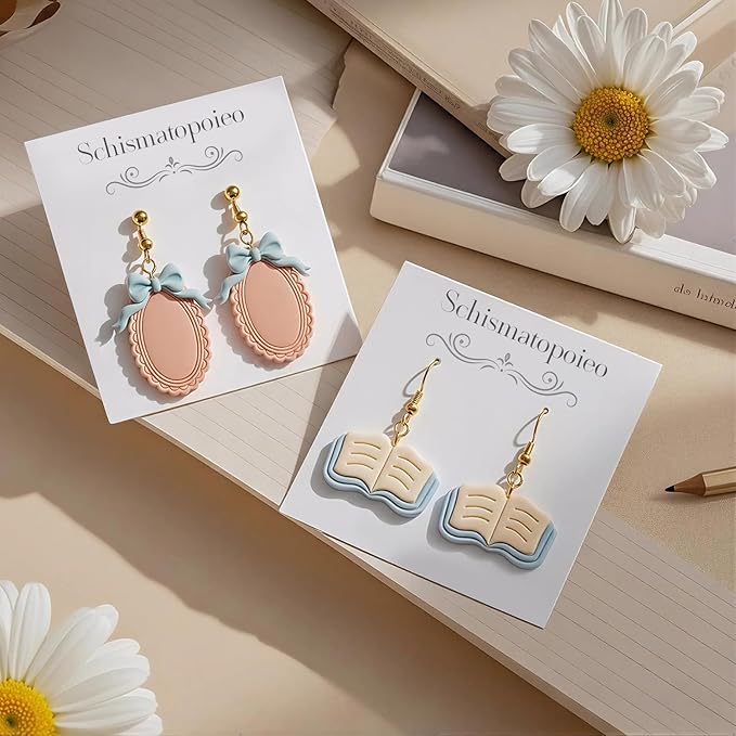 Teacher's Day & Graduation Season Polymer Clay Cutters Set - 8Pcs Sun Book Apple Pencil Bow Earring Molds for Jewelry Making, Perfect Gifts for Teachers & Students