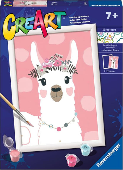 Ravensburger CreArt No Drama Llama Paint by Numbers Kit for Kids - Painting Arts and Crafts for Ages 7 and Up