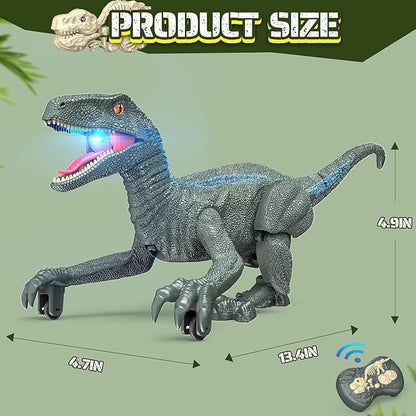 Remote Control Dinosaur, Realistic Dinosaur Toys for Kids, 2.4GHZ, Walking,Rechargeable, 3D Eyes, 3 Sound Effects, Demo Function, Jurassic Toys for Christmas, Kids 3-5 3+