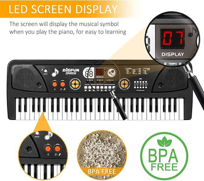 Keyboard Piano for Kid - 61 Key Fun Electronic Toddler Kids Pianos with LED Screen & Microphone! Unlock Creativity | Spark Joy in Music | Fantastic Gifts for 3-8 Year Old Boys & Girls