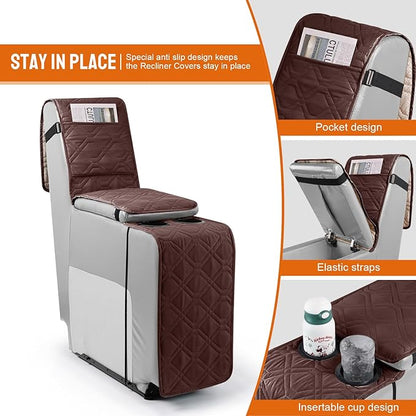 VANSOFY Loveseat Recliner Cover with Console 100% Waterproof Sofa Slipcovers Non-Slip Reclining Couch Cover Split Sofa Covers Furniture Protector for Pets, Dogs(Console Cover,Coffee)