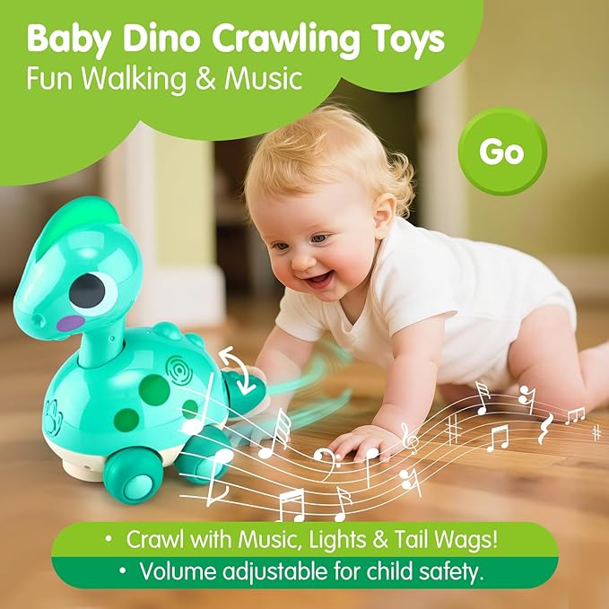 CubicFun Baby Toys 12-18 Months - Touch & Go Musical Light Tummy Time Infant Baby Crawling Toys 12 Months, Toddler Travel Toy for 1 Year Old Boy Birthday Easter Basket Stuffers