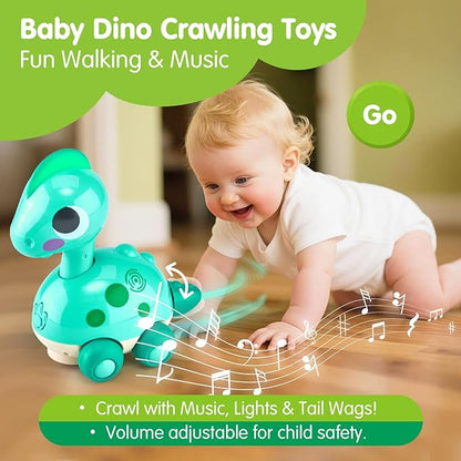 CubicFun Baby Toys 12-18 Months - Touch & Go Musical Light Tummy Time Infant Baby Crawling Toys 12 Months, Toddler Travel Toy for 1 Year Old Boy Birthday Easter Basket Stuffers