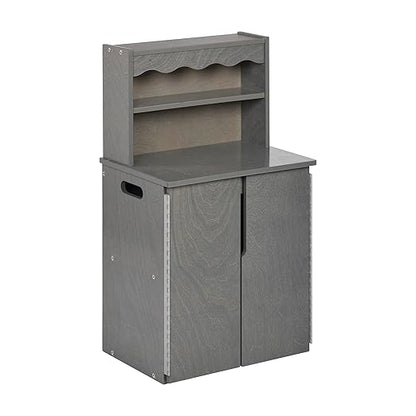 ECR4Kids Play Kitchen Storage Cupboard, Wooden Playset, Grey Wash
