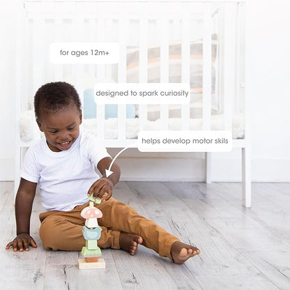 Pearhead Woodland Wooden Stacking Toy, Interactive Stackable Montessori Learning Toy, Building Game for Kids, Early Developmental Toys for Babies and Toddlers, 1+ Year, FSC Certified