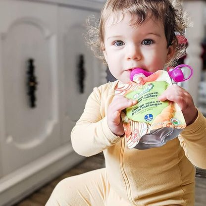 ChooMee SoftSip Food Pouch Top | Baby Led Weaning | No Spill Flow Control Valve, Protects Childs Mouth, 100% Silicone, BPA Free | Swirl Colors, 4 CT