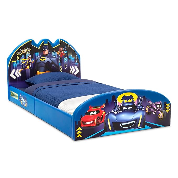 Delta Children Batman Batwheels Upholstered Twin Bed, Blue