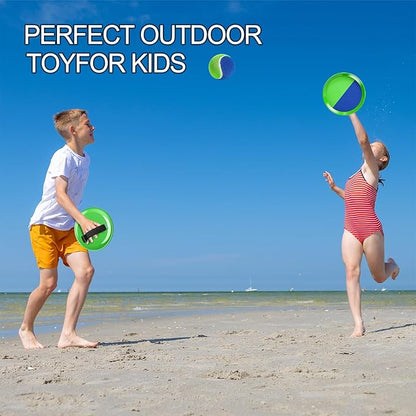 EPPO Toss Ball and Catch Set Toss Paddle Catch Ball Game Beach Toys Back Yard Pool Outdoor Throw Sticky Mitts Toys Set Age 3+ Years Boys Girls Adults