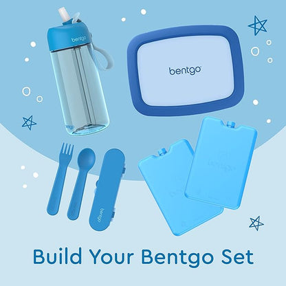 Bentgo Kids Utensil Set - Reusable Plastic Fork, Spoon & Storage Case - BPA-Free Materials, Easy-Grip Handles, Dishwasher Safe - Ideal for School Lunch, Travel, & Outdoors (Blue)