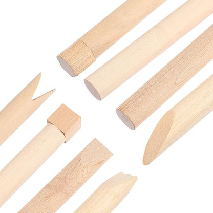 NUOBESTY Wooden Clay and Tools Kids Tool Set Wood Pottery Tools Stamps Molding Clay for Art DIY Crafts Wooden Clay Stamp Wooden Handle Pottery Tools