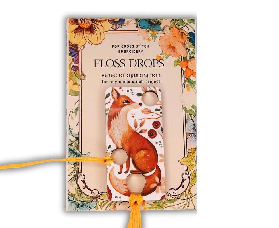 Floss drop for cross stitch fox wooden floss drops cross stitch thread drops organizer floss drop for cross stitch kit fox embroidery floss storage holders for threads cross stitch retreat gifts