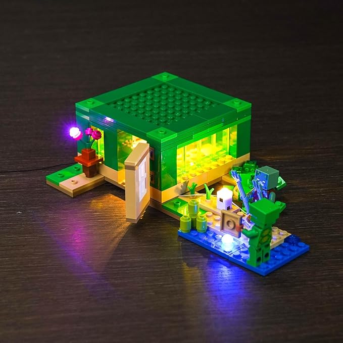VONADO LED Light Kit Compatible with Lego Minecraft The Turtle Beach House 21254 (Lights Only, No Models) Creative Lighting Set Accessories Compatible with Lego 21254 Building Set