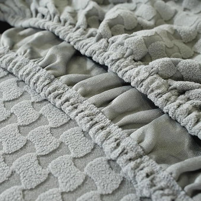 vctops 4 Pieces Jacquard Plush Recliner Slipcovers Stretch Soft Sofa Couch Cover Anti-Slip Solid Color Furniture Protector with Elastic Bottom for Kids Cats Dogs (Dark Grey,1 Seat)