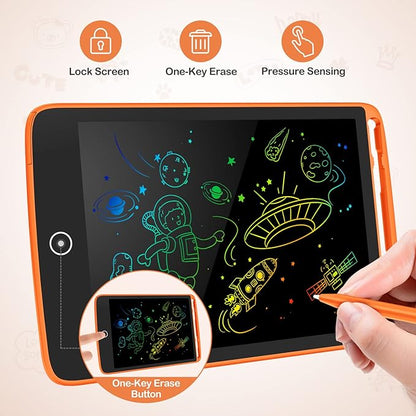 2 Pack LCD Writing Tablet, Colorful Screen Doodle Board 8.5 Inch Drawing Tablet for Kids, Learning Toys Birthday Gifts Travel Activity Games for 3 4 5 6 Year Old Boys and Girls Toddlers（Orange Blue）