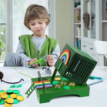 Roacasumy St Patrick's Day Leprechaun Trap Kit for Kids DIY St. Patrick's Day Wood Craft Leprechaun Kit to Make A Trap to Catch A Leprechaun, St Patricks Day Decorations Toys Gifts for Kids