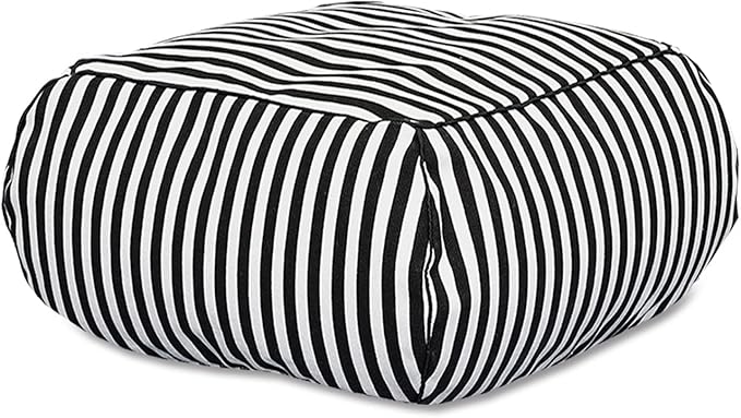 Stuffed Floor Cushion with Cotton Canvas Washable Zebra Cover and Foam Filling, Doubles as Cozy Bean Bag and Square Footstool for Relaxing in Living Room, Bedroom, or Terrace Yoga Meditation Seat.