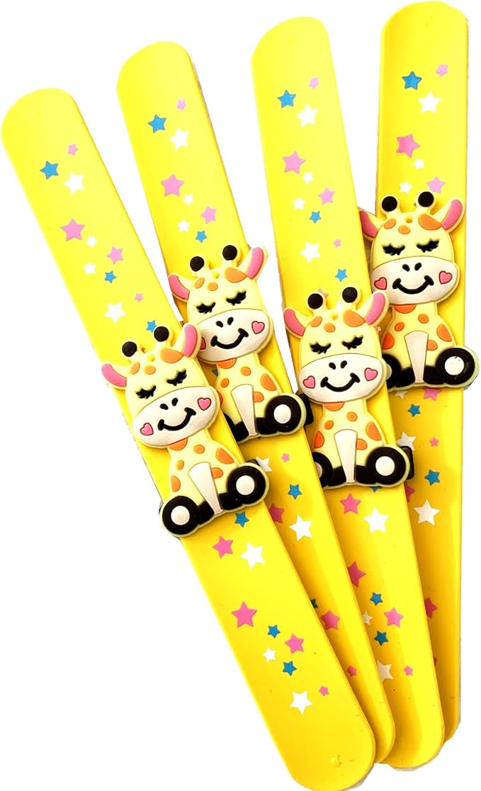 12PCS Forest Animal Theme Party Kids Slap Bracelets Silicone Wristbands and Rings