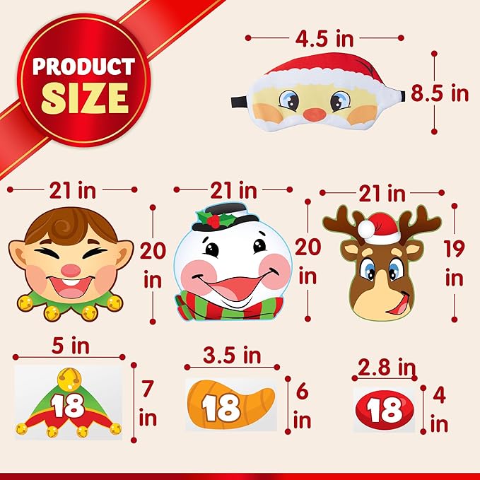 JOYIN 3 Christmas Pin the Tail Games for Christmas Party, Pin the Hat on Elf, Pin the Nose on Reindeer, Pin the Carrot on Snowman Game Pack with Christmas Blindfold. Christmas Party Game and Accessory