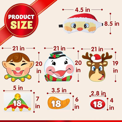 JOYIN 3 Christmas Pin the Tail Games for Christmas Party, Pin the Hat on Elf, Pin the Nose on Reindeer, Pin the Carrot on Snowman Game Pack with Christmas Blindfold. Christmas Party Game and Accessory