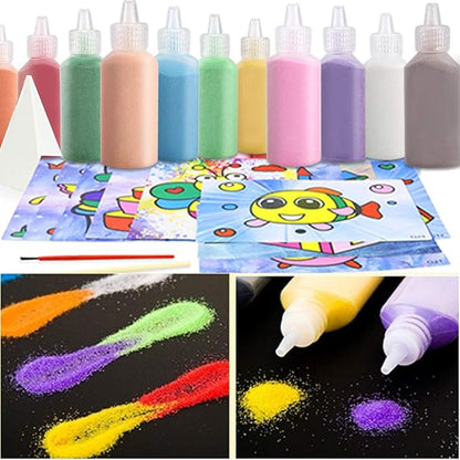 Fottaqqan 12 Pcs Art Sand,Colored Sand Kit,DIY Arts & Crafts Sand for Kids,Fine Sand for Wedding Decor,Painting,Children