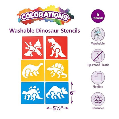 Washable Plastic Dinosaur Stencils - Set of 6