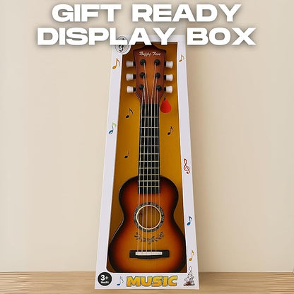 23" Acoustic Guitar, Kids 6 String Toy Guitar - Realistic Steel Strings - Beginner Practice First Musical Instrument for Children, Toddlers (Amber Sunburst)