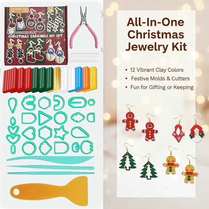 Imaginovelty Polymer Clay Earring Making & Jewelry Kit Oven Bake Polymer Clay Kit for Adults DIY Oven Clay Sets Jewelry Making Kits for Adults