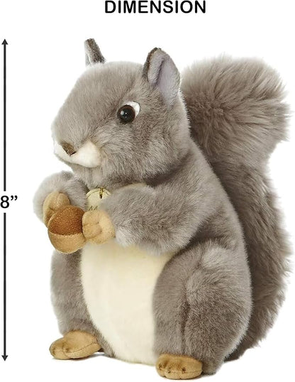 Aurora World Miyoni Grey Squirrel 8" Plush - Busy Squirrel Set - Realistic, Soft, and Cuddly Stuffed Animal for Kids and Collectors