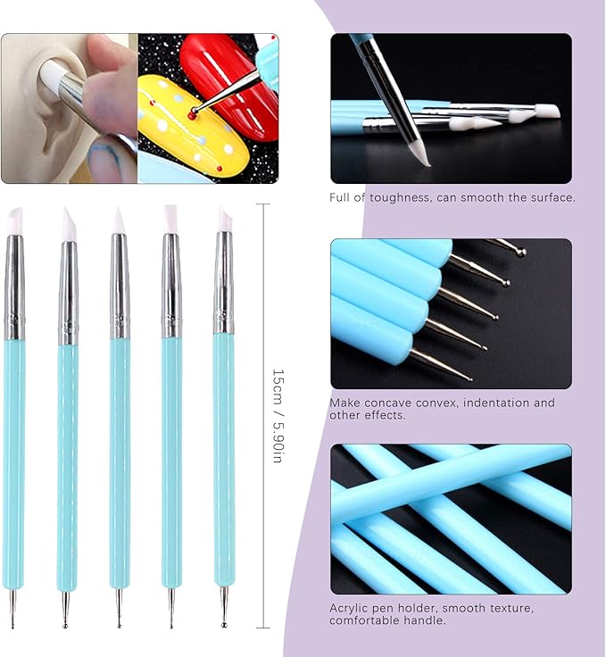 Swpeet 22Pcs Modeling Clay Sculpting Tools Kits, Ball Stylus Tool, Pottery Tools, Rubber Tip Pens, Plastic Clay Tools,Clay Needle for Making Modeling Clay Cake Fondant Decoration