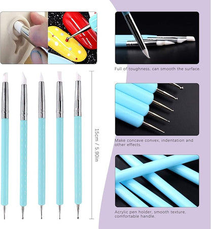 Swpeet 22Pcs Modeling Clay Sculpting Tools Kits, Ball Stylus Tool, Pottery Tools, Rubber Tip Pens, Plastic Clay Tools,Clay Needle for Making Modeling Clay Cake Fondant Decoration