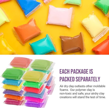 CALPALMY Air Dry Clay, 24-Pack Colors Moldable Cosplay Foam Clay for Kids Gifts Partty and School Project Supplies, Perfect for Crafts Sculpting and Artistic Projects (8.5oz/Pack)