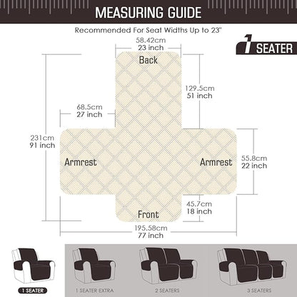 TAOCOCO Non-Slip Recliner Chair Cover Sofa Slipcover, Pet Cover for Small Recliner Chair with Elastic Straps, Washable Reclining Chair Cover Recliner Furniture Protector (23'' Small, Chocolate)