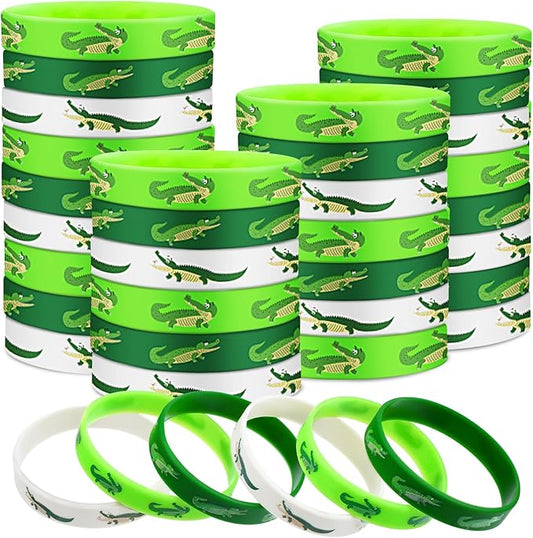 30 Pack Reptile Party Supplies Crocodile Silicone Wristbands Reptile Party Favors Crocodile Party Favors Bracelet Gifts Bag Stuffer for Reptile Crocodile Themed Birthday Party Supplies (Crocodile)