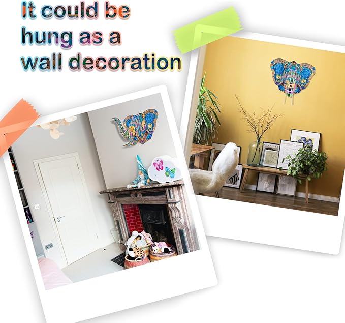 Hautton 3D Coloring Puzzle, Creative DIY Painting Puzzle Set Toy with 10 Coloring Pens, Fun Arts Crafts Gift for Kids Age 3 4 5 6 7 8 9 10 11 12 -Elephant