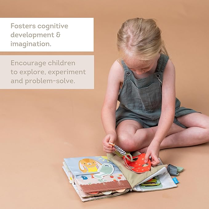 Taf Toys Busy Book for Toddlers 1-3 - Montessori Activity Book with 12 Sensory Learning Activities - Develops Fine Motor Skills and Early Numeracy Through Play